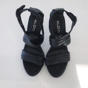 Aldo Open-Toe Leather Heels 🖤